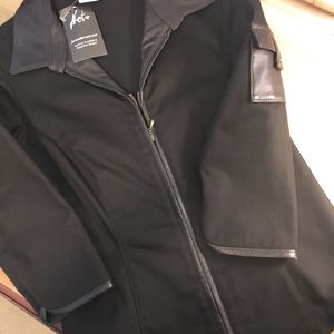 French Laundry Neto Leather Trim zip up shirt!!